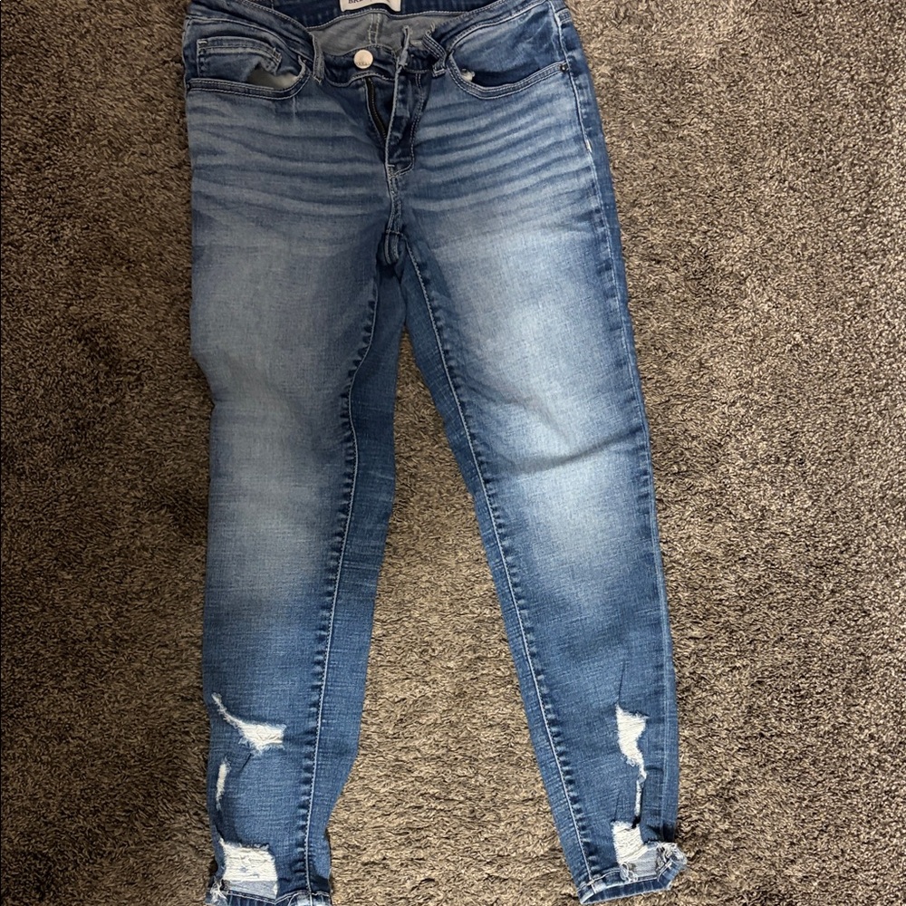 BKE Blue Distressed Ankle Jeans